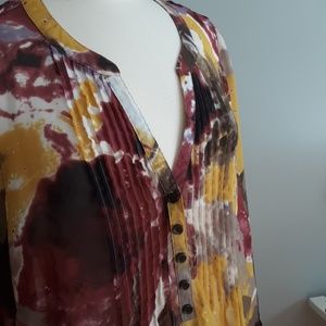 Nicole Miller Pintuck Sheer Blouse  Size 1X